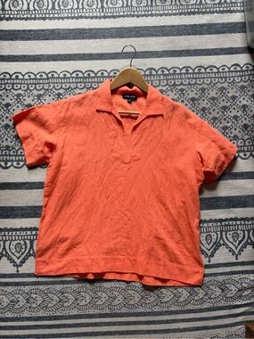 Ilana Kohn Orange Short Sleeve Linen Cotton Top